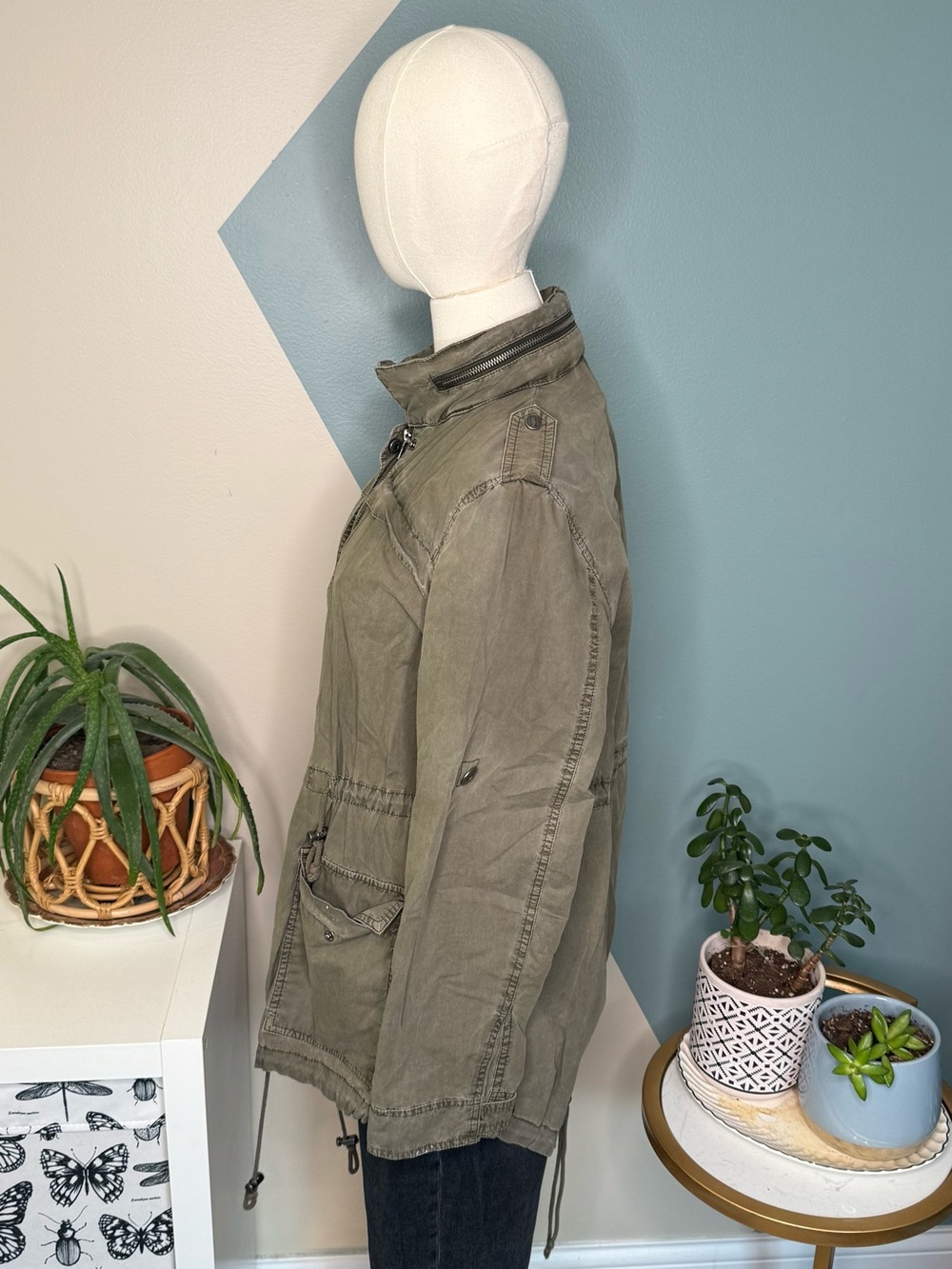 Levi’s Olive Military Utility Field Jacket Hooded Gorpcore Anorak Cargo Medium - Picture 4 of 14